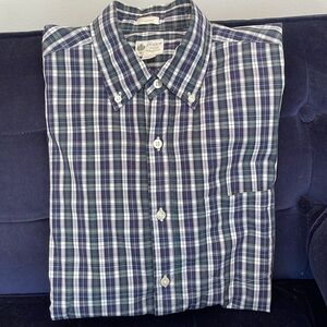 J Crew Factory Men's 100% Cotton Plaid Button-Down Shirt, Medium